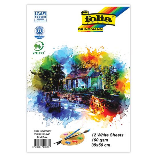 صورة كراسة رسم سلك مشرشر أبيض 12 ورقة 1/4 فرخ 50 × 35 سم 150 جم – فوليا