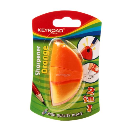 صورة براية أورانج بلاستيك 1 عين، بشفرة معدن + أستيكة + خزان ، 1 قطعة على كارت - كي رود موديل KR971136
