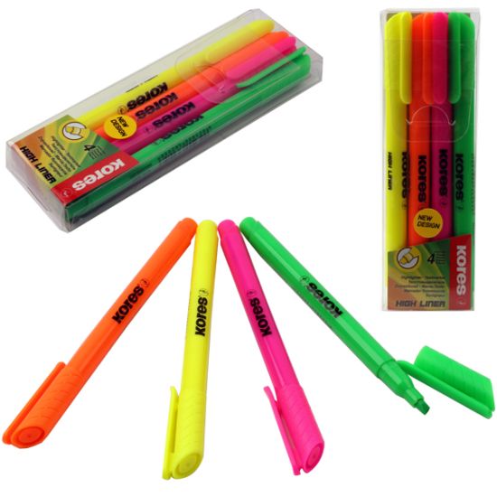 صورة طقم أقلام فسفورى 4 لون سن رفيع مشطوف كورس موديل 36240