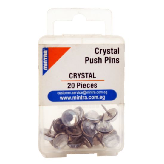 صورة علبة بلاستيك دبوس مكتب منترا - كريستال شفاف - 20 دبوس موديل 95678