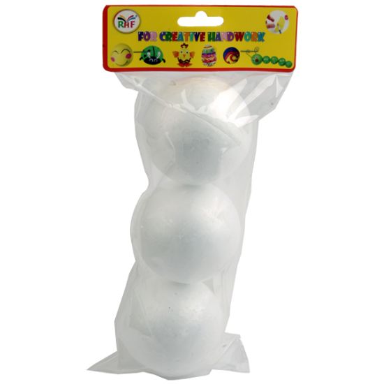 صورة كيس 3 كرة من الفوم لون أبيض 8 سم - سيمبا Y002.