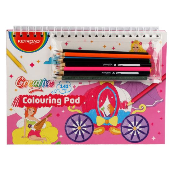 صورة مجموعه رسم و تلوين (ألوان خشب 12 لون + اسكتش تلوين + استيكرز) - كي رود موديل KR72519