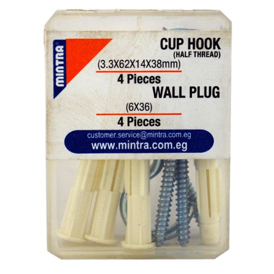 صورة مسمار عليقة نصف دائري مقاس 38 × 14 × 62 × 3.3 مم + فيشر بلاستيك 36 * 6 مم – منترا   