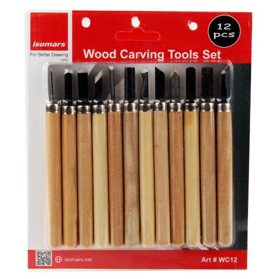 صورة طقم أدوات نحت خشب 12 قطعة بيج – ايزو مارس WC12