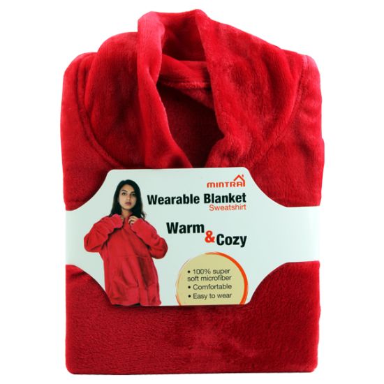 صورة بطانية دفاية بأكمام وياقه شال مايكروفيبر ألوان مقاس 70×77 سم Sherpa منترا