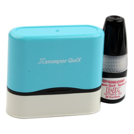 صورة ختم اسم مستطيل أزرق 9.5 × 46 مم - X stamper QuiX QN41Shchihata