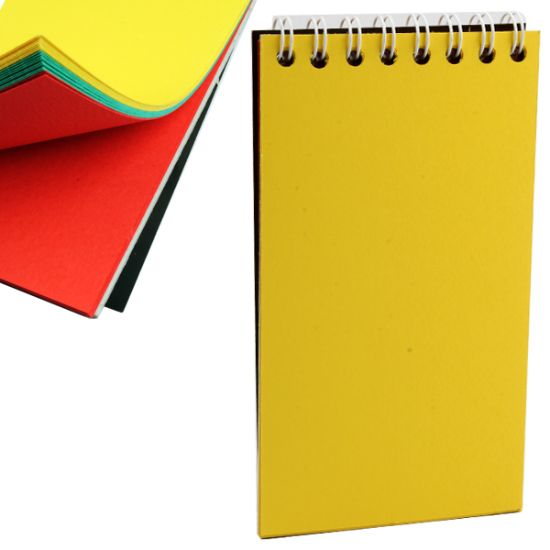 صورة نوتة سلك ورق ملون سادة غلاف كوشيه 25 ورقة 7 × 12.5 سم 